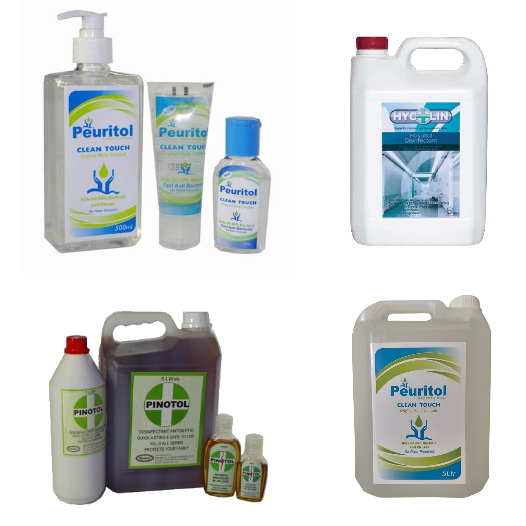 Our range of Biodeal Clean & Protect Products - Peuritol, Pinotol, Hycolin
